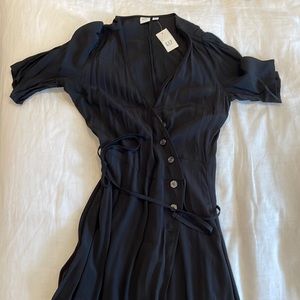 Gap midi black wrap dress size XS — brand new!